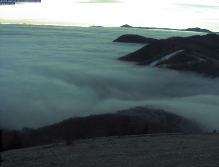 Clouds settling into the valley at Cataloochee Ski Area