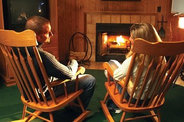 The lodge offers cozy corners after an active day.