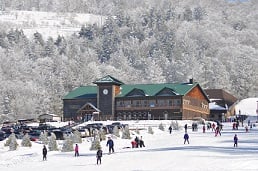 The Bear Paw Lodge is the center of activity on the hill.