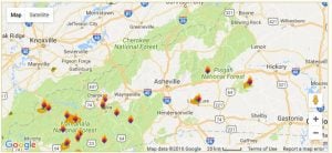This map does not reflect the Ashe County and Blowing Rock wildfires yet. Click to Enlarge!