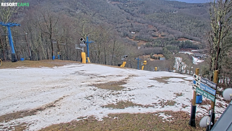 The top of Upper Omigosh at Cataloochee sits with sparse snow.